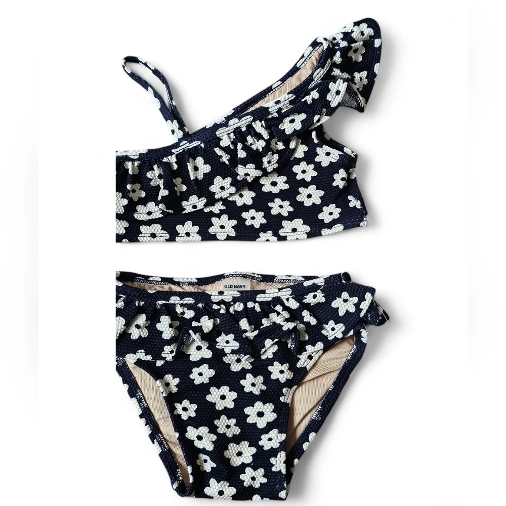 Old Navy Baby Girl 2-Piece Floral Ruffle Bikini Swimsuit Size 12–18 Months